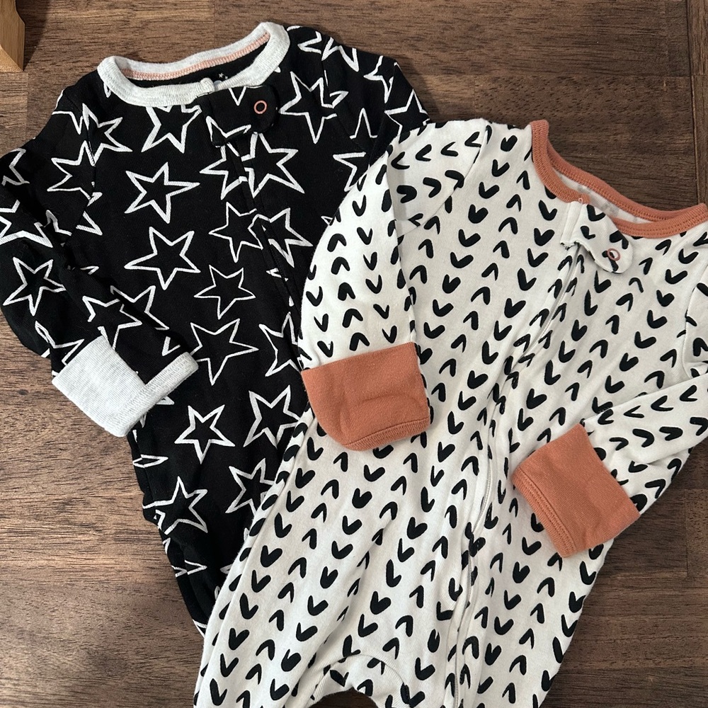 Star and Heart Patterned Cloud Island Baby Onesies